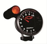 Autometer GM Bowtie Black 5in 10000 RPM Pedestal Electronic Tachometer w/ Ext Shift Light thumbnail 6