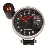 Autometer GM Bowtie Black 5in 10000 RPM Pedestal Electronic Tachometer w/ Ext Shift Light thumbnail 7