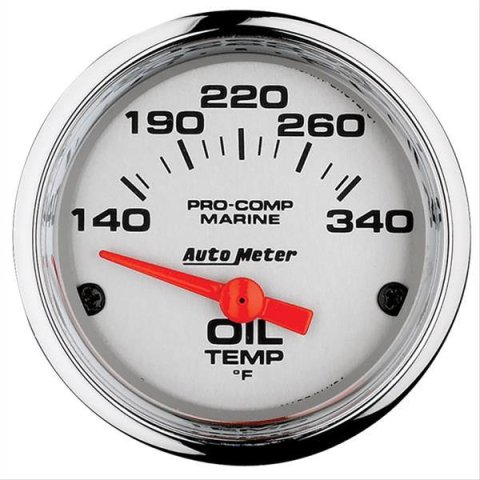 Autometer Marine Chrome Ultra-Lite 2-1/16in Electric Oil Temperature Gauge 140-300 Deg F thumbnail 1