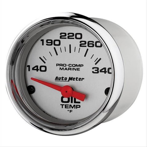 Autometer Marine Chrome Ultra-Lite 2-1/16in Electric Oil Temperature Gauge 140-300 Deg F thumbnail 2