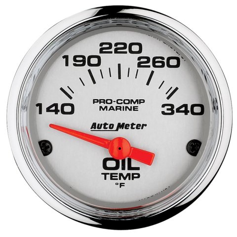 Autometer Marine Chrome Ultra-Lite 2-1/16in Electric Oil Temperature Gauge 140-300 Deg F thumbnail 3