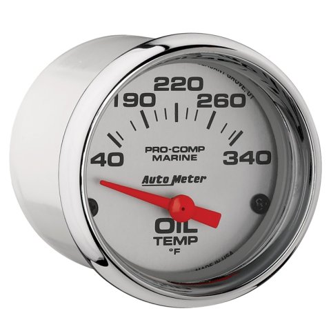 Autometer Marine Chrome Ultra-Lite 2-1/16in Electric Oil Temperature Gauge 140-300 Deg F thumbnail 6