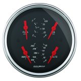 Autometer Designer Black 3.375in Quad Gauge - Fuel Level / Oil Pressure / Water Temp. / Voltmeter thumbnail 4