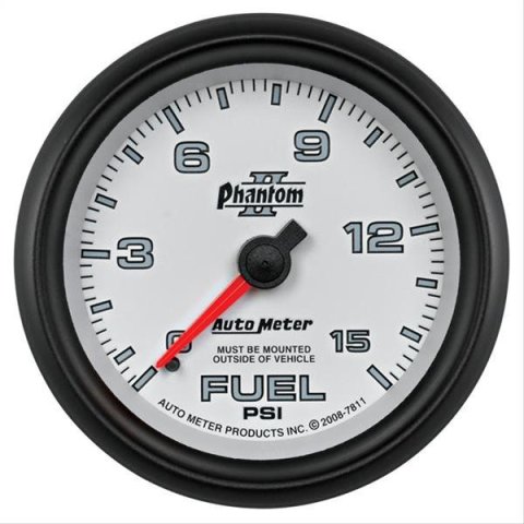 Autometer Phantom II 2-5/8in 0-15PSI Mechanical Fuel Pressure Gauge