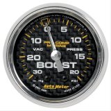 Autometer Marine Carbon Fiber 2-1/16in 30INHG/20PSI Mechanical Vacuum/Boost Gauge thumbnail 1