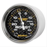 Autometer Marine Carbon Fiber 2-1/16in 30INHG/20PSI Mechanical Vacuum/Boost Gauge thumbnail 2