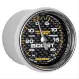 Autometer Marine Carbon Fiber 2-1/16in 30INHG/20PSI Mechanical Vacuum/Boost Gauge thumbnail 3