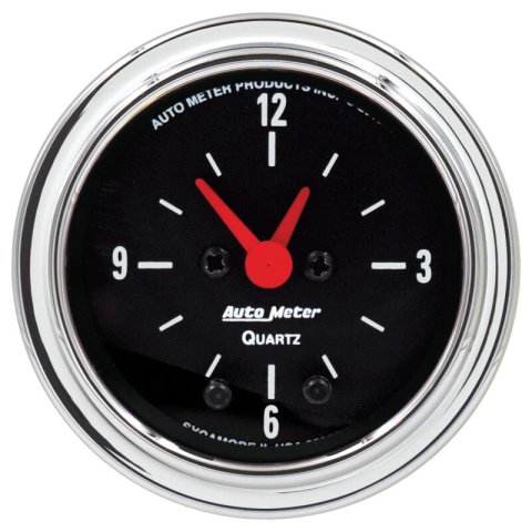 Autometer Traditional Chrome 2-1/16in 12HR Analog Clock Gauge thumbnail 2