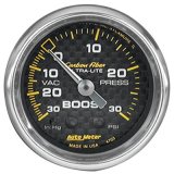 Autometer Carbon Fiber 52mm 30 PSI Mechanical Boost Gauge thumbnail 1