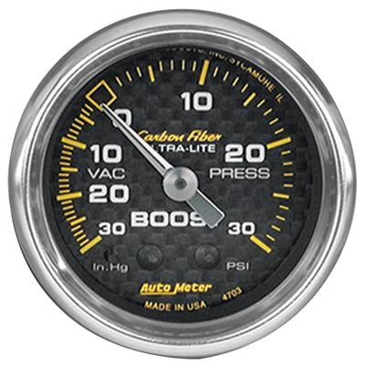 Autometer Carbon Fiber 52mm 30 PSI Mechanical Boost Gauge