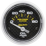 Autometer Marine Carbon Fiber 2-1/16in 80 PSI Electric Oil Pressure Gauge thumbnail 1