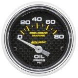 Autometer Marine Carbon Fiber 2-1/16in 80 PSI Electric Oil Pressure Gauge thumbnail 2