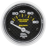 Autometer Marine Carbon Fiber 2-1/16in 80 PSI Electric Oil Pressure Gauge thumbnail 3
