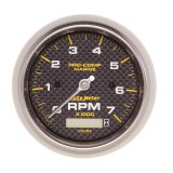 Autometer Marine Carbon Fiber Ultra-Lite 3-3/8in 7K RPM w/Hourmeter Tachometer Gauge thumbnail 3