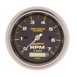 Autometer Marine Carbon Fiber Ultra-Lite 3-3/8in 7K RPM w/Hourmeter Tachometer Gauge thumbnail 4