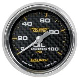 Autometer Marine Carbon Fiber Ultra-Lite 2-1/16in 100PSI Mechanical Oil Pressure Gauge thumbnail 8