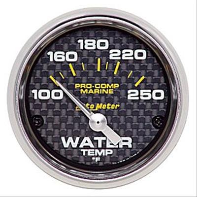 Autometer Marine Carbon Fiber Ultra-Lite 2-1/16in 100-250 Degrees Electric Water Temperature Gauge