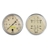 Autometer 5 inch Antique Beige 2 Piece Gauge Kit - Quad & Speedometer thumbnail 8