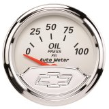 Autometer Chevy Vintage Bowtie 2-1/16in 0-100PSI Electronic Oil Pressure Gauge thumbnail 1