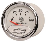 Autometer Chevy Vintage Bowtie 2-1/16in 0-100PSI Electronic Oil Pressure Gauge thumbnail 2