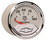 Autometer Chevy Vintage Bowtie 2-1/16in 0-100PSI Electronic Oil Pressure Gauge thumbnail 3