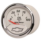 Autometer Chevy Vintage Bowtie 2-1/16in 0-100PSI Electronic Oil Pressure Gauge thumbnail 5