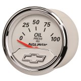 Autometer Chevy Vintage Bowtie 2-1/16in 0-100PSI Electronic Oil Pressure Gauge thumbnail 7