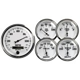 Autometer Old Tyme White II 5 Piece Kit (Elec Speed/Oil Press/Water Temp/Volt/Fuel Level) thumbnail 4