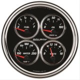 Autometer Designer Black II 100PSI/100-250 Deg F/8-18 Volt Oil Press/Water Temp/Volt/Fuel Quad Gauge thumbnail 1