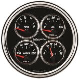 Autometer Designer Black II 100PSI/100-250 Deg F/8-18 Volt Oil Press/Water Temp/Volt/Fuel Quad Gauge thumbnail 4