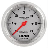 Autometer Marine Silver Ultra-Lite Gauge 3-3/8in Tachometer 6K RPM thumbnail 1