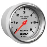 Autometer Marine Silver Ultra-Lite Gauge 3-3/8in Tachometer 6K RPM thumbnail 2