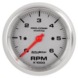 Autometer Marine Silver Ultra-Lite Gauge 3-3/8in Tachometer 6K RPM thumbnail 5