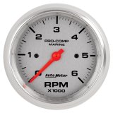 Autometer Marine Silver Ultra-Lite Gauge 3-3/8in Tachometer 6K RPM thumbnail 6