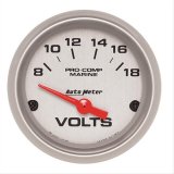 Autometer Voltmeter 2-1/16in 18V Electric Marine Silver Ultra-Lite Gauge thumbnail 1