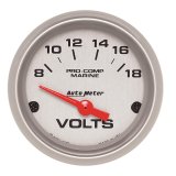 Autometer Voltmeter 2-1/16in 18V Electric Marine Silver Ultra-Lite Gauge thumbnail 2