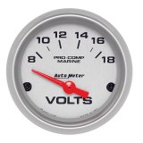 Autometer Voltmeter 2-1/16in 18V Electric Marine Silver Ultra-Lite Gauge thumbnail 7