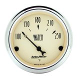 Autometer 2-1/16 inch Electric Water Temperature 250 Deg F Antique Beige Gauge thumbnail 2