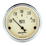 Autometer 2-1/16 inch Electric Water Temperature 250 Deg F Antique Beige Gauge thumbnail 3