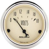 Autometer 2-1/16 inch Electric Voltmeter 18V Antique Beige Gauge thumbnail 1