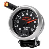 Autometer GM Red Bowtie Black 3-3/4in 0-10000 RPM Pedestal Mount Tachometer Quick-Lite thumbnail 7