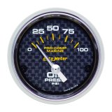 Autometer Marine Carbon Fiber 2-1/16in 100PSI Electric Oil Pressure Gauge thumbnail 2
