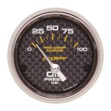 Autometer Marine Carbon Fiber 2-1/16in 100PSI Electric Oil Pressure Gauge thumbnail 3