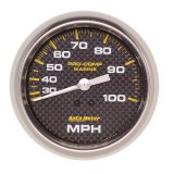 Autometer Marine Carbon Fiber 3-3/8in 100 MPH Mechanical Speedometer Gauge thumbnail 2