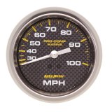 Autometer Marine Carbon Fiber 3-3/8in 100 MPH Mechanical Speedometer Gauge thumbnail 4