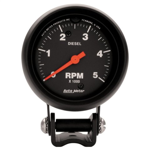 Autometer Z-Series 2-5/8in 5K RPM Diesel Pedestal Tachometer Gauge thumbnail 2