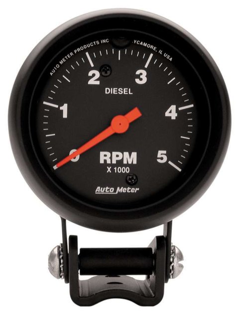 Autometer Z-Series 2-5/8in 5K RPM Diesel Pedestal Tachometer Gauge thumbnail 8
