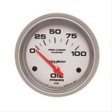 Autometer Marine Silver Ultra-Lite 2-5/8in 100PSI Electric Oil Pressure Gauge thumbnail 1