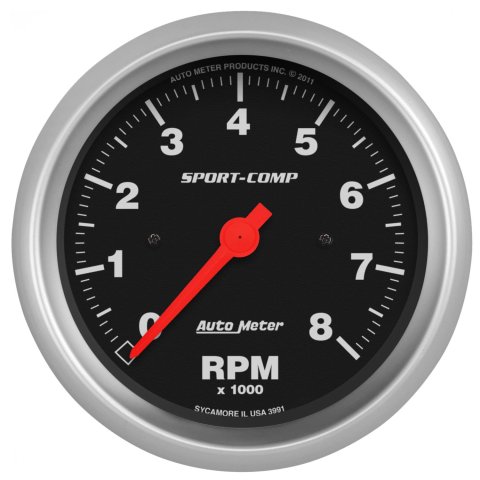 Autometer Sport-Comp 3-3/8 inch 8000 RPM Electronic In Dash Tach thumbnail 1
