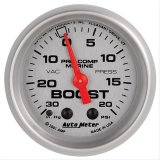 Autometer Marine Silver Ultra-Lite 2-1/16in 0-30 HG / 0-20 PSI Vacuum / Boost Gauge thumbnail 1